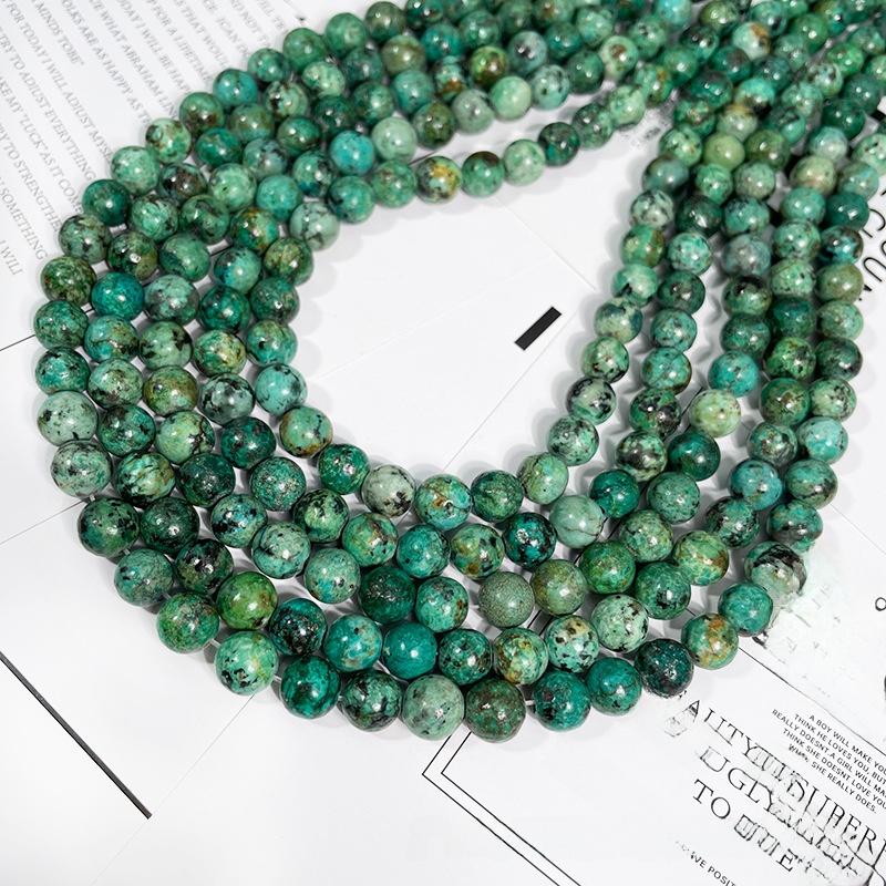 Natural African Turquoise Round Loose Semi Gemstone Beads for Jewelry Making