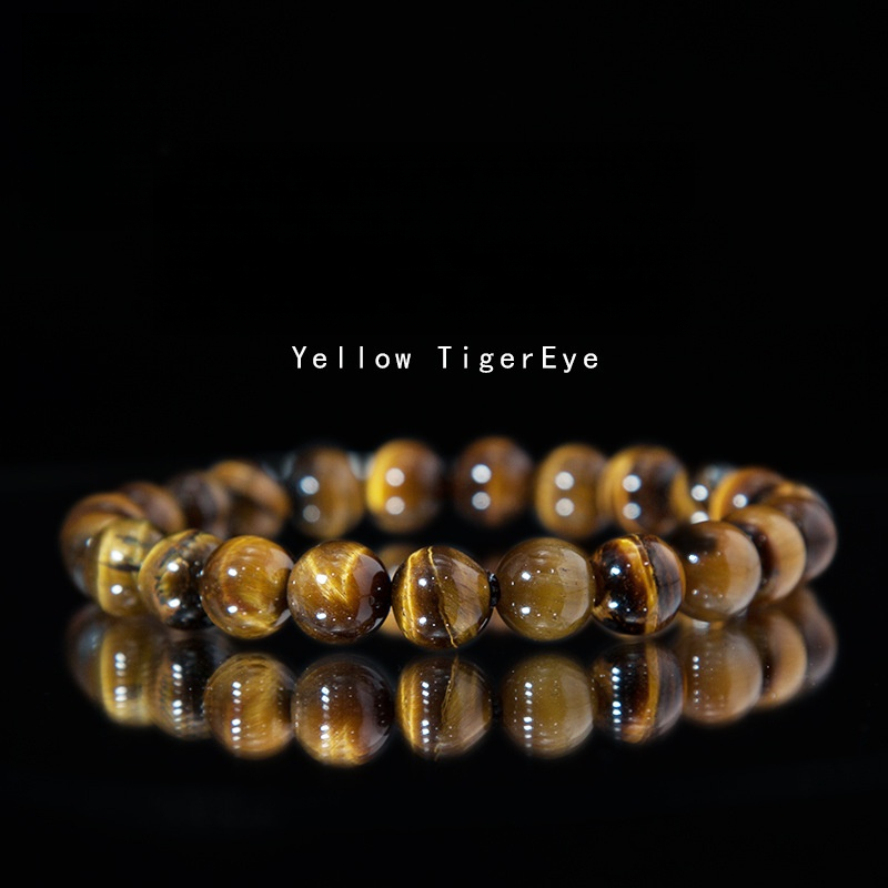 Tiger's eye Bracelet for Women Natural Gemstone Round Stone Crystal Beads for Beaded Elastic Bracelet