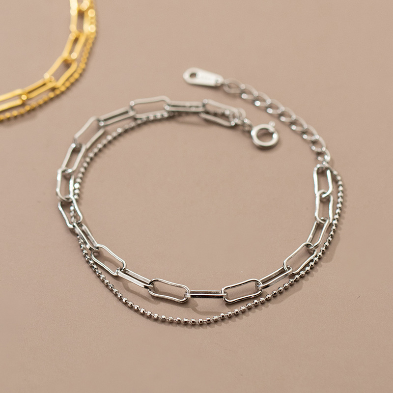 Fashion S925 Sterling Silver Bracelet Simple Style for Women