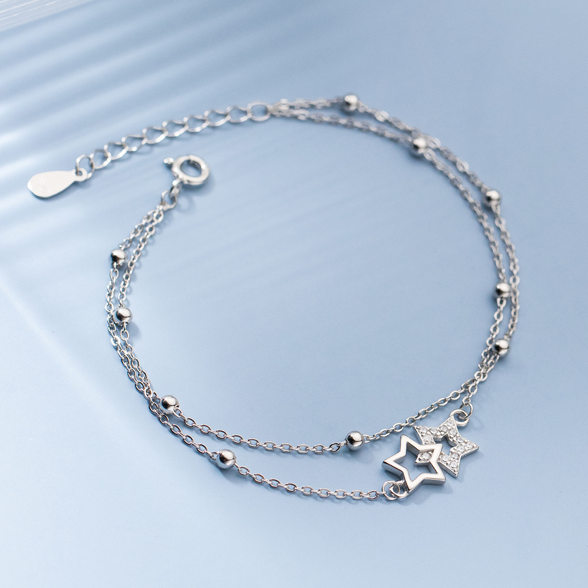 Fashion S925 Sterling Silver Bracelet with Cubic Zirconia Simple Style for Women