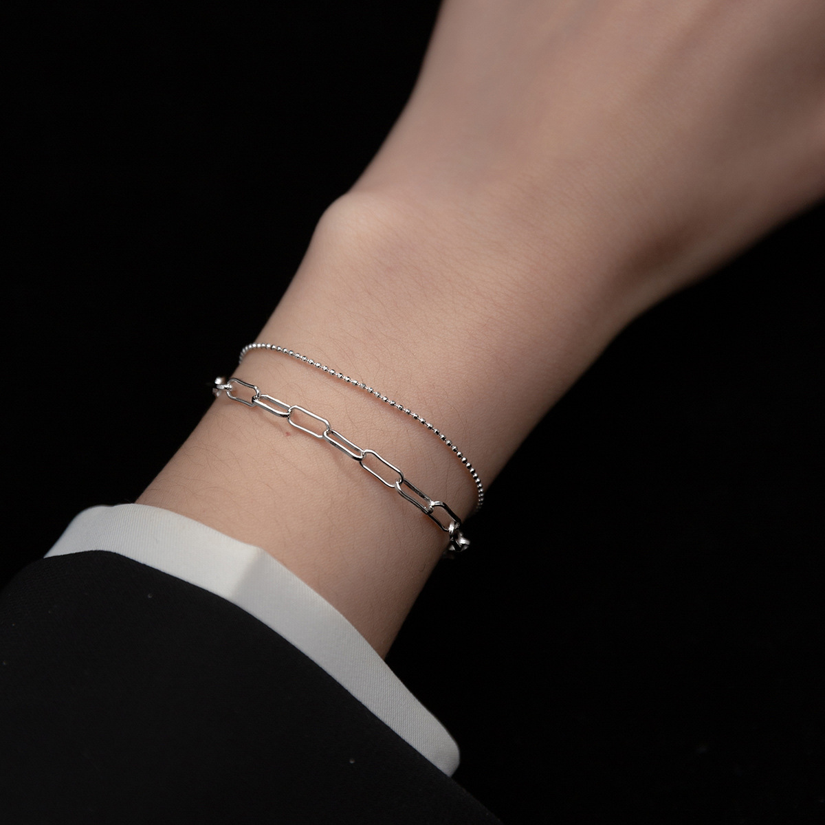Fashion S925 Sterling Silver Bracelet Simple Style for Women