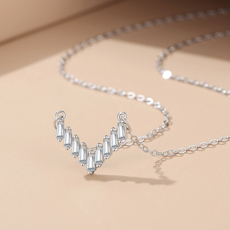 S925 Sterling Silver Pendant Necklace with Cubic Zirconia Casual Style