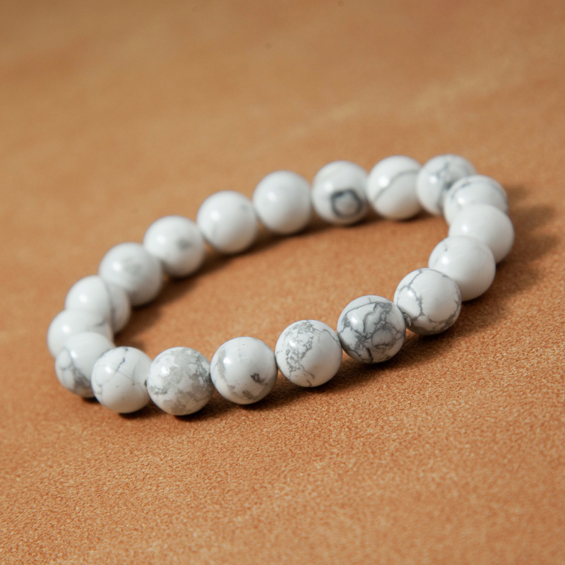 Howlite Bracelet for Women Natural Gemstone Round Stone Crystal Beads for Beaded Elastic Bracelet