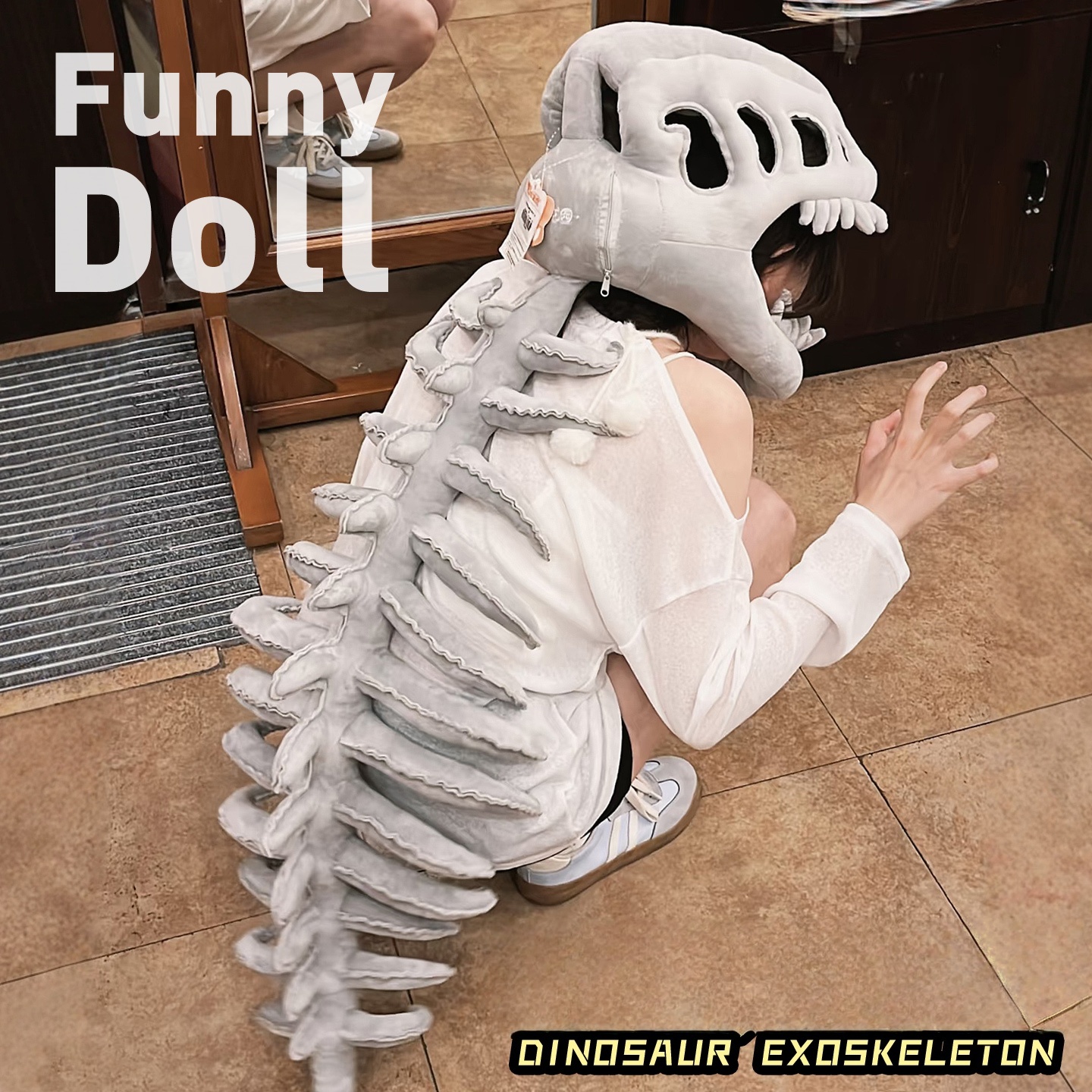 🦖🌟 Dinosaur Exoskeleton Kids' Costume with Silly Outfits