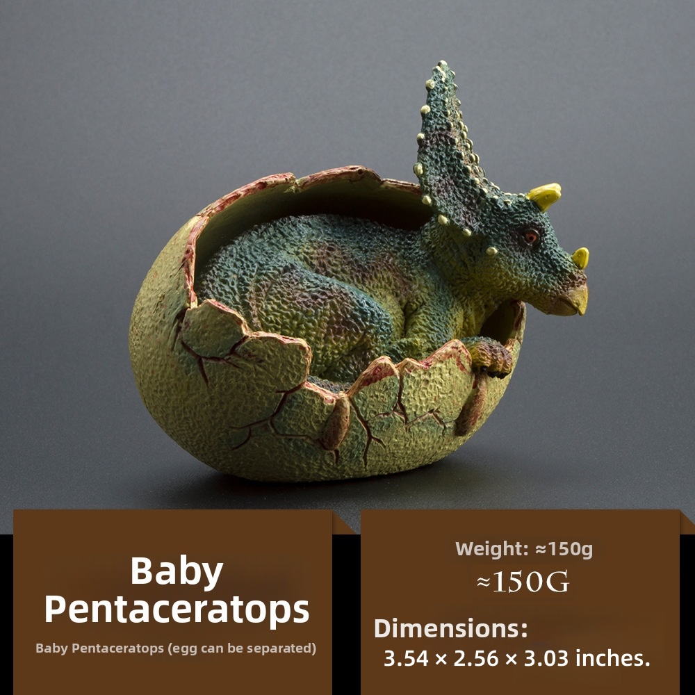 Realistic Hatching Dinosaur Egg & Baby Dino Figurines - Solid Jurassic Dinosaur Handcrafted Ornaments
