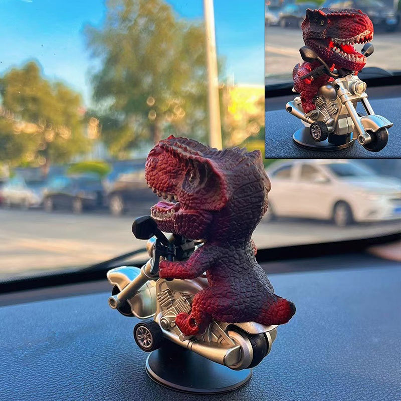 Dino on Motorcycle Car Ornament: Your Cool Drift Co-Pilot 🦖🏍️