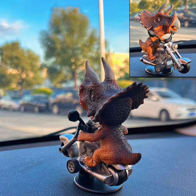 Dino on Motorcycle Car Ornament: Your Cool Drift Co-Pilot 🦖🏍️