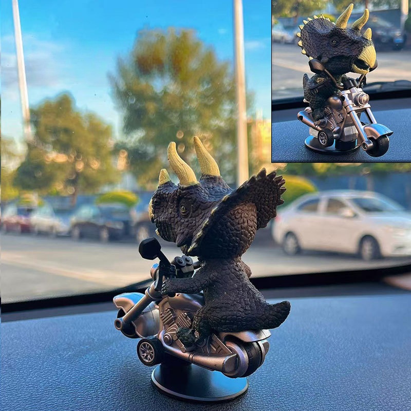 Dino on Motorcycle Car Ornament: Your Cool Drift Co-Pilot 🦖🏍️