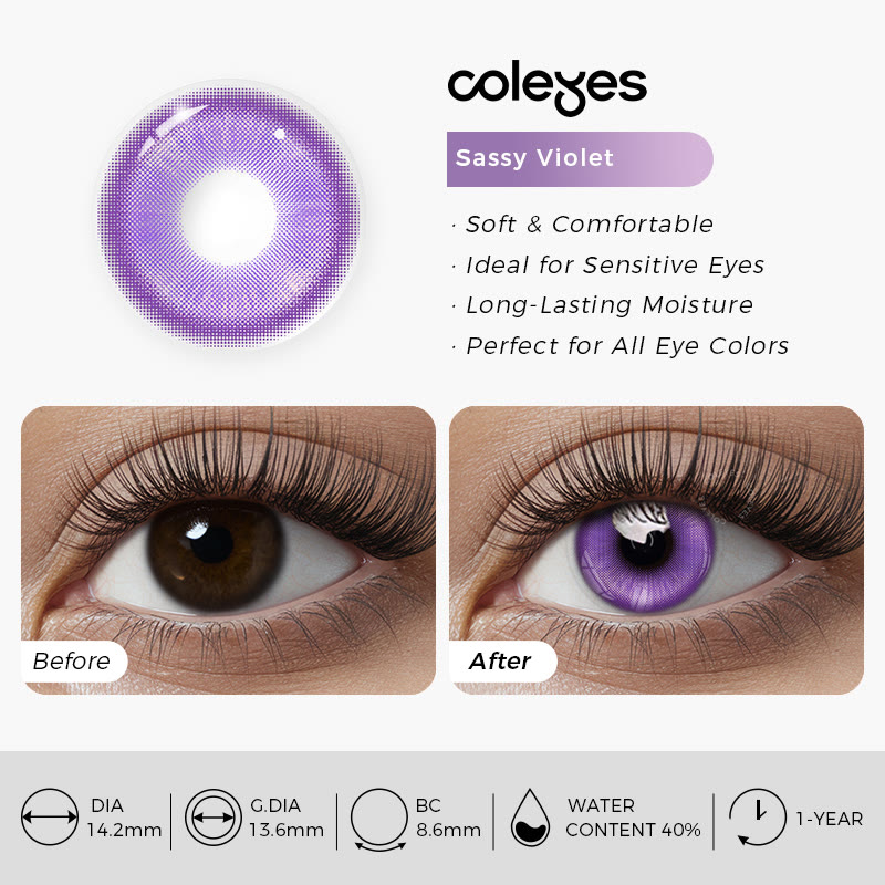 Coleyes Sassy Violet Prescription Yearly Cosplay Colored Contacts - image 9