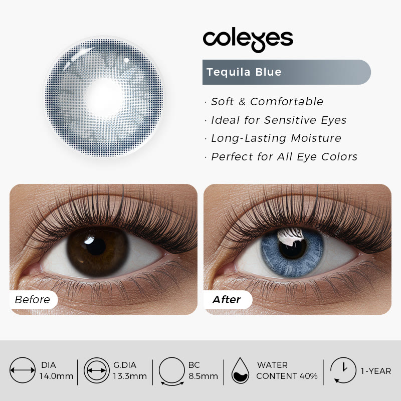 Coleyes Tequila Blue Yearly Prescription Colored Contacts - image 8