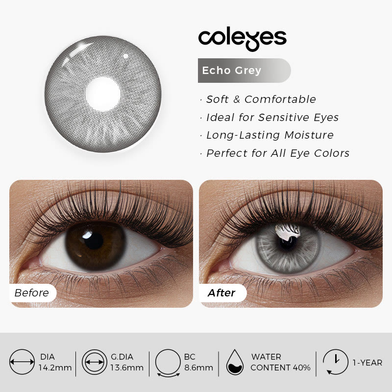 Coleyes Echo Grey Yearly Prescription Colored Contacts - image 5
