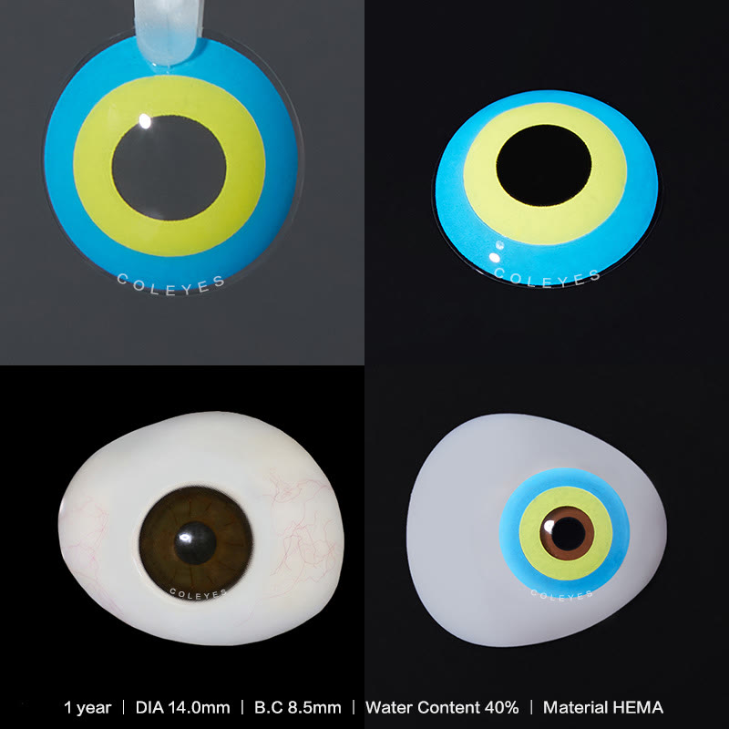 Coleyes Rainbow Blue Yellow Yearly Prescription Cosplay Colored Contacts - image 3