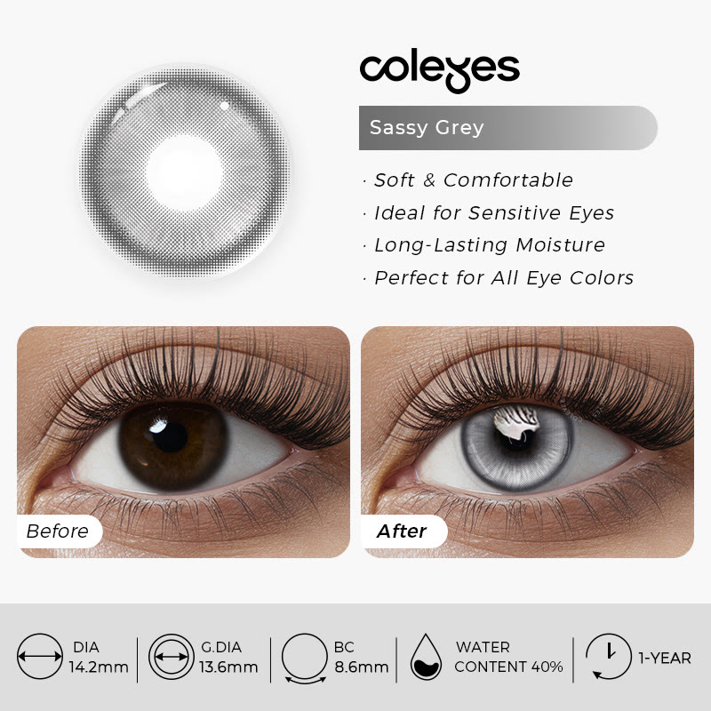 Coleyes Sassy Grey Prescription Yearly Cosplay Colored Contacts - image 4