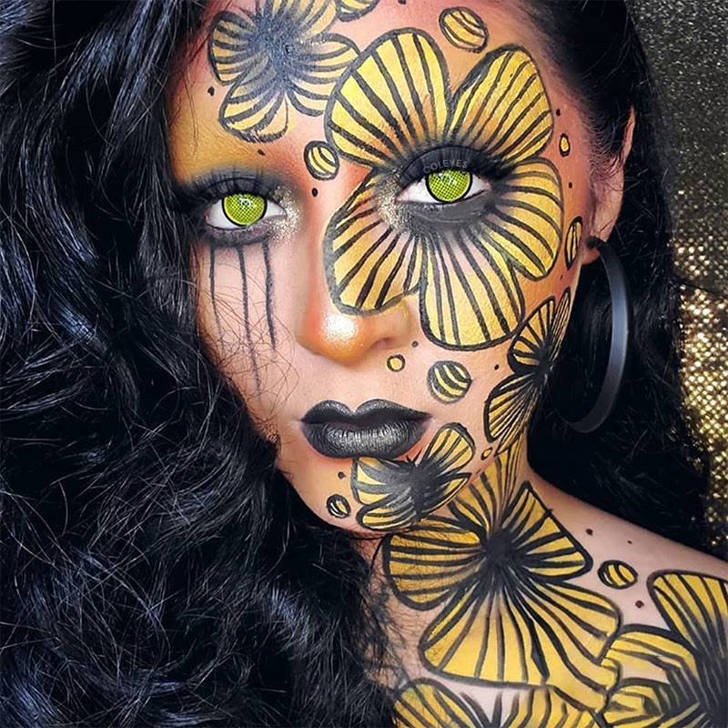 Coleyes Blind Manson Mesh Yellow Yearly Cosplay Colored Contacts - image 5