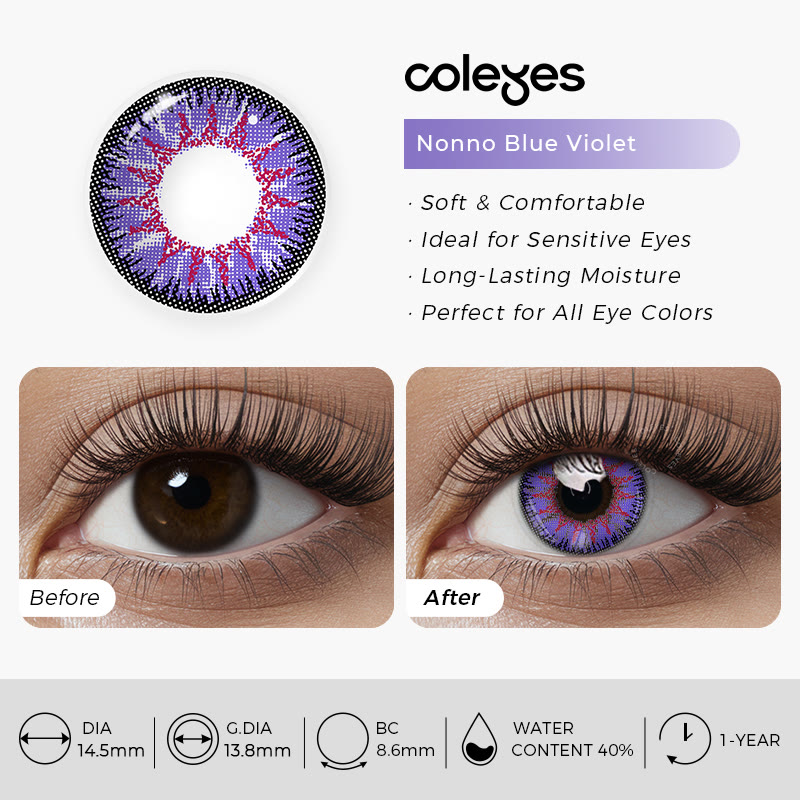 Coleyes Nonno Blue Violet Prescription Yearly Cosplay Colored Contacts - image 10
