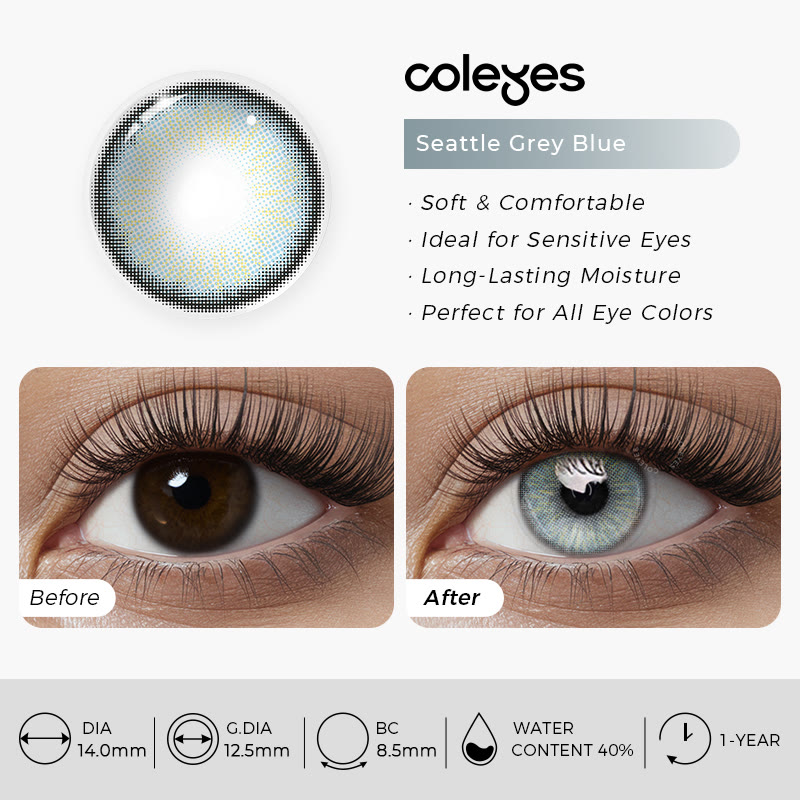 Coleyes Seattle Grey Blue Yearly Prescription Colored Contacts - image 7