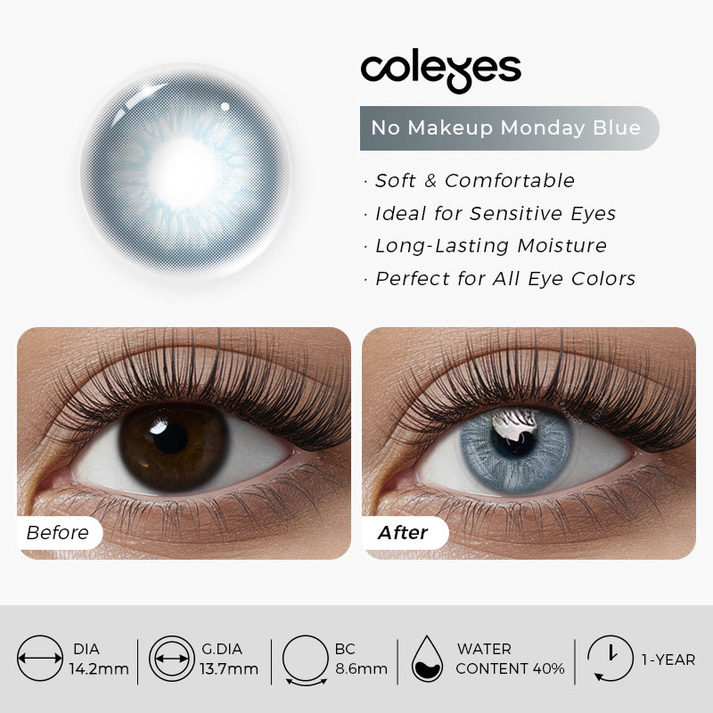 Coleyes No Makeup Monday Blue Yearly Prescription Colored Contacts - image 10