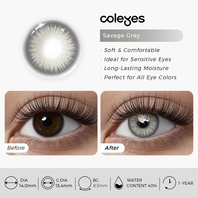 Coleyes Savage Grey Yearly Prescription Colored Contacts