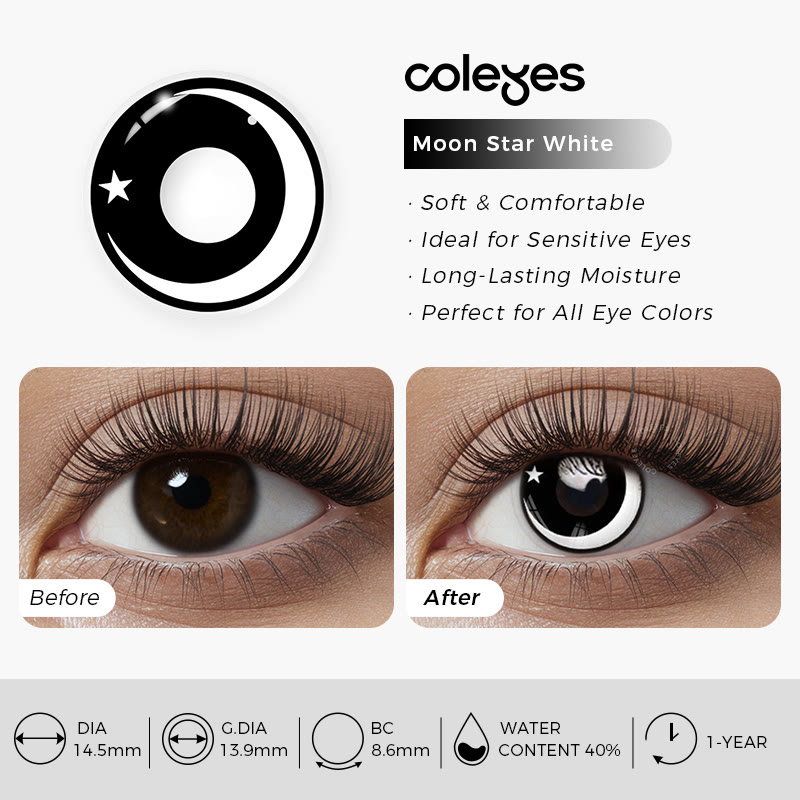 Coleyes Moon Star White Yearly Cosplay Colored Contacts - image 6
