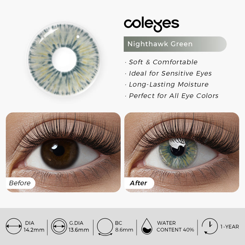 Coleyes Nighthawk Green Yearly Prescription Colored Contacts - image 7