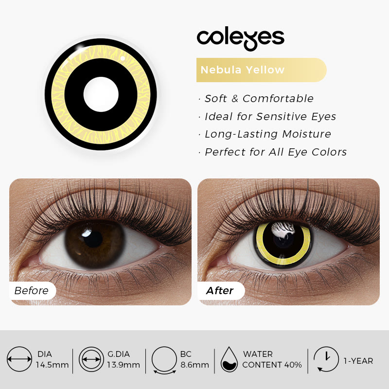 Coleyes Nebula Yellow Yearly Cosplay Colored Contacts - image 7