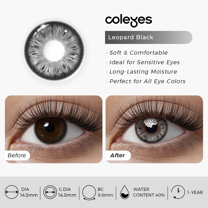 Coleyes Leopard Black Yearly Prescription Colored Contacts - image 5