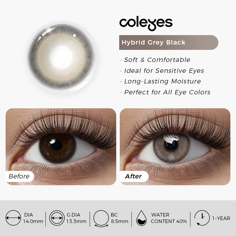 Coleyes Hybrid Grey Black Yearly Colored Contacts - image 9