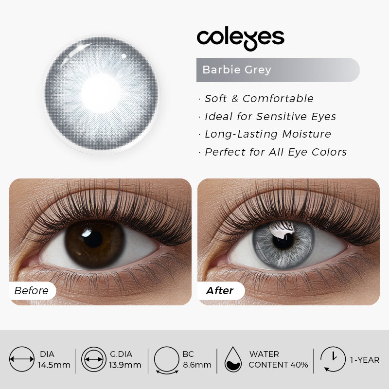 Coleyes Barbie Grey Yearly Prescription Colored Contacts - image 5