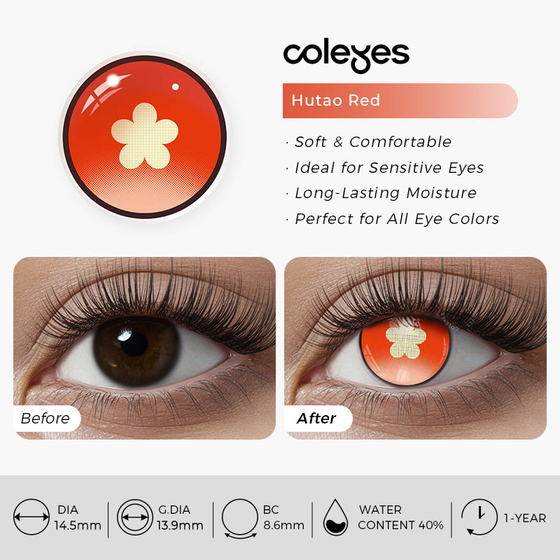 Coleyes Hutao Red Yearly Cosplay Colored Contacts - image 7