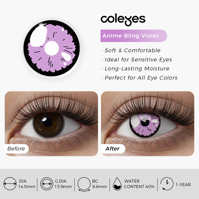 Coleyes Anime Bling Violet Yearly Cosplay Colored Contacts - image 6