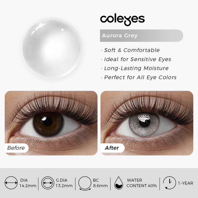 Coleyes Aurora Grey Yearly Prescription Colored Contacts - image 5