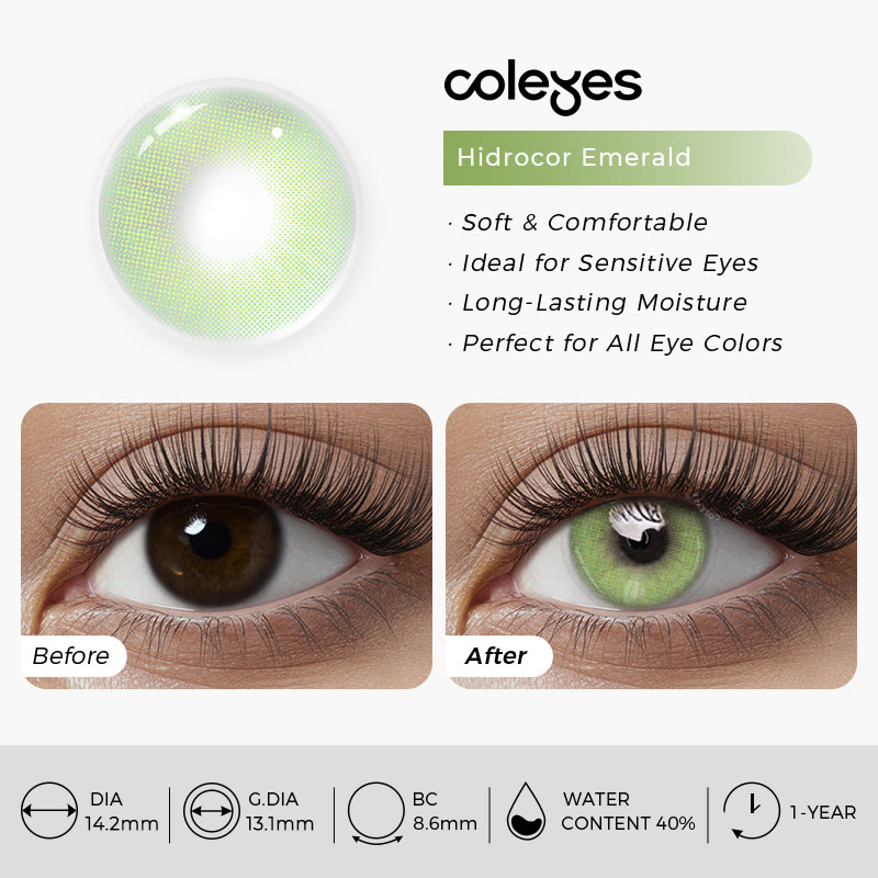 Coleyes Hid Emerald Yearly Prescription Colored Contacts