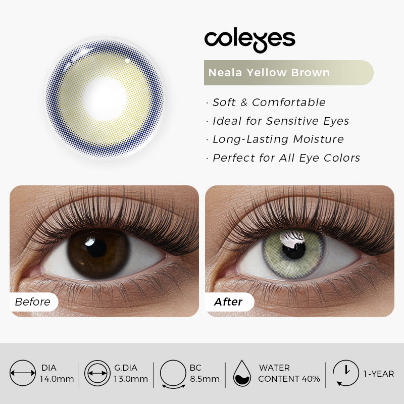 Coleyes Neala Yellow Brown Yearly Prescription Colored Contacts - image 10