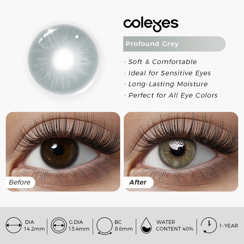 Coleyes Profound Grey Yearly Prescription Colored Contacts - image 7