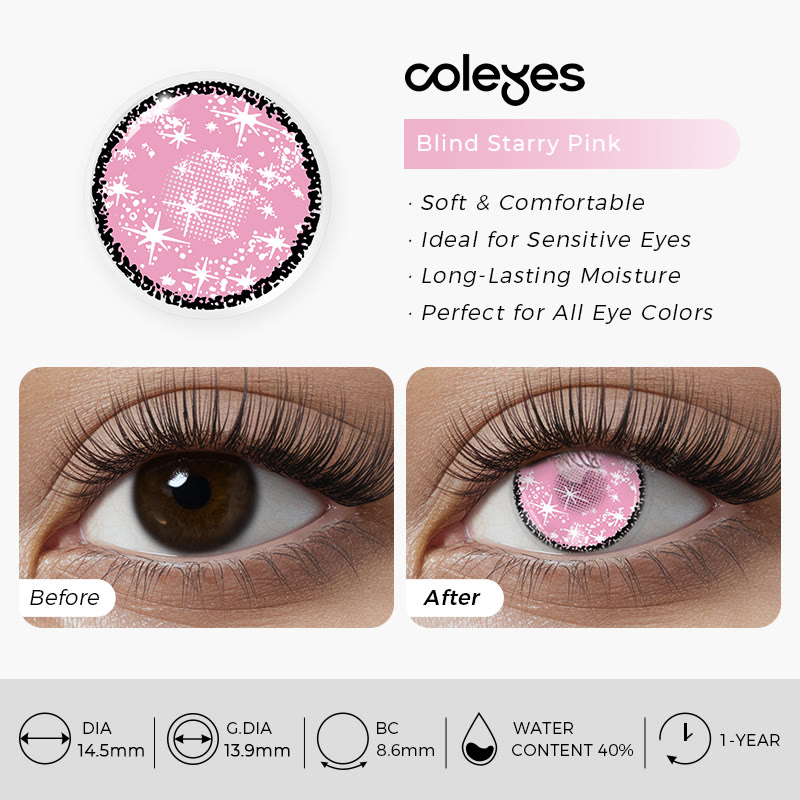 Coleyes Blind Starry Pink Yearly Cosplay Colored Contacts - image 6