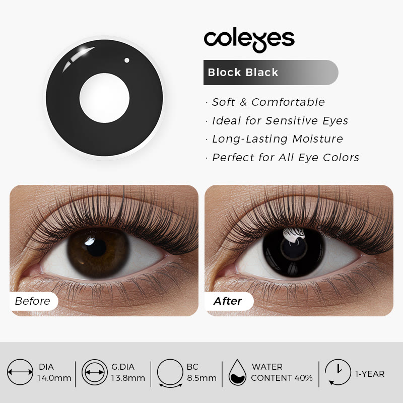 Coleyes Block Black Yearly Cosplay Prescription Colored Contacts - image 5