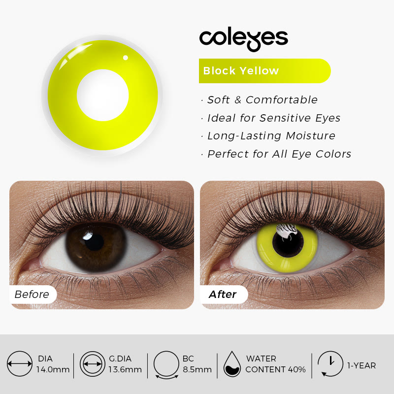 Coleyes Block Yellow Yearly Cosplay Prescription Colored Contacts - image 5