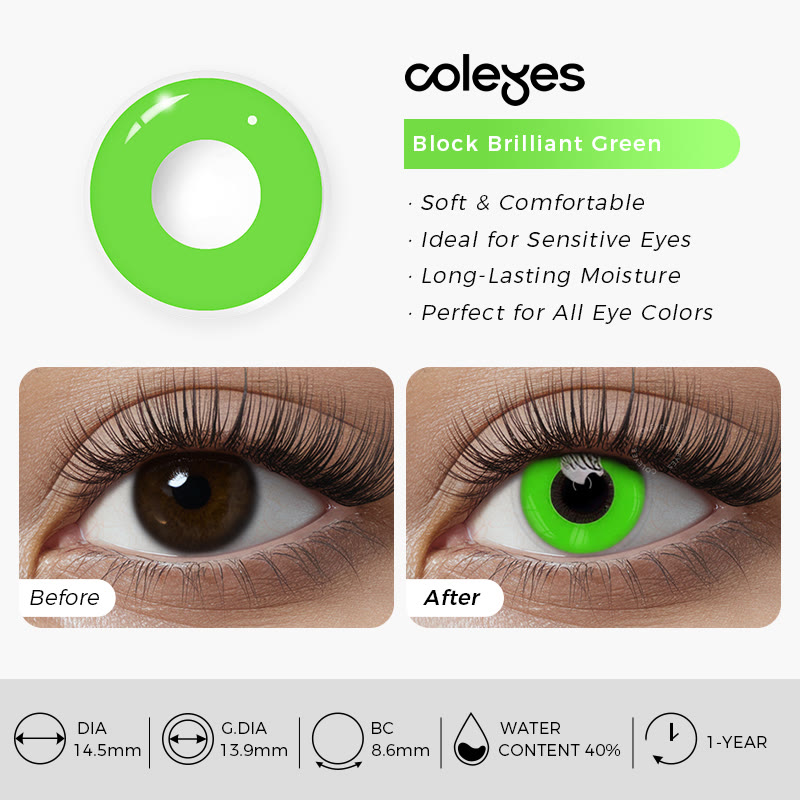 Coleyes Block Brilliant Green Yearly Cosplay Colored Contacts - image 4