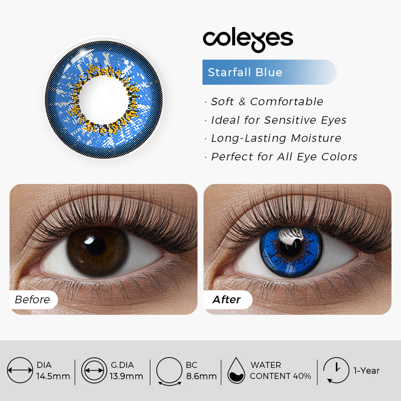 Coleyes Starfall Blue Yearly Prescription Cosplay Colored Contacts - image 4