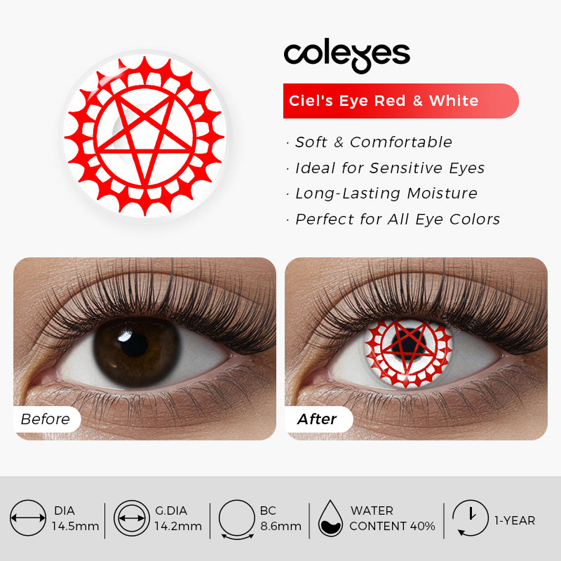 Coleyes Ciel's Eye Red & White Yearly Prescription Colored Contacts - image 4