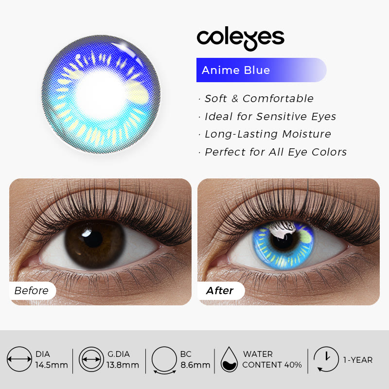 Coleyes Anime Blue Yearly Cosplay Prescription Colored Contacts - image 5