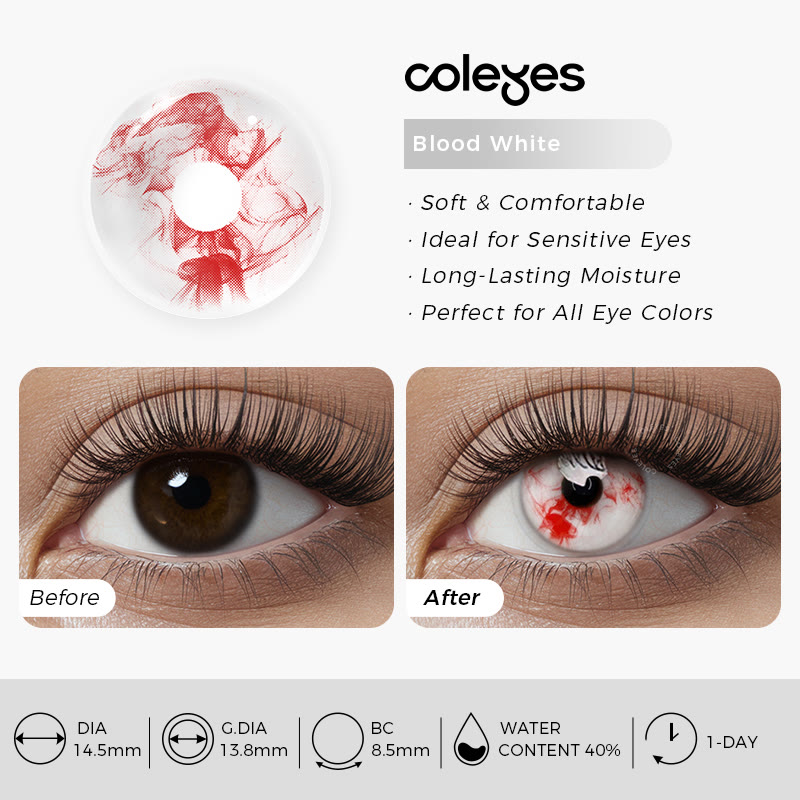 Coleyes Blood White 1-Day Cosplay Colored Contacts - image 4