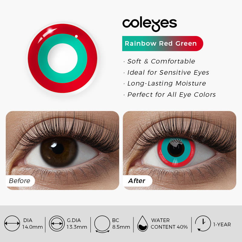 Coleyes Rainbow Red Green Rebecca Cyberpunk Yearly Prescription Cosplay Colored Contacts - image 6