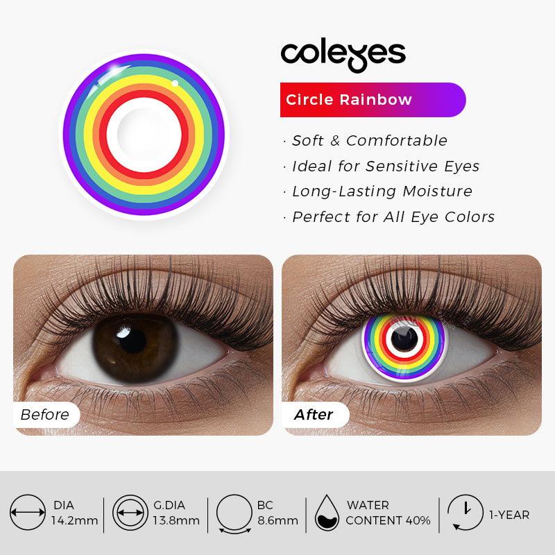 Coleyes Circle Rainbow Yearly Prescription Cosplay Colored Contacts - image 7