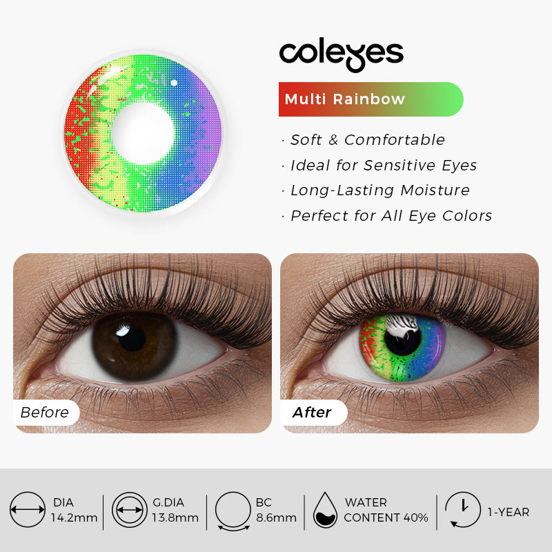 Coleyes Multi Rainbow Yearly Prescription Cosplay Colored Contacts - image 4