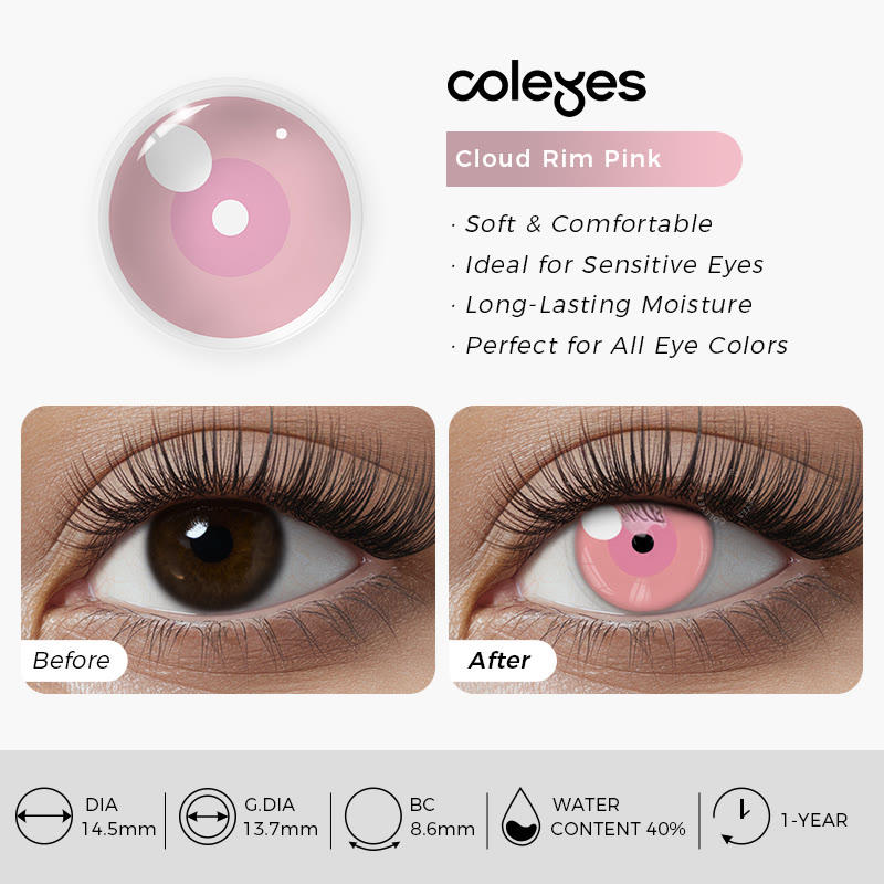 Coleyes Cloud Rim Pink Prescription Yearly Cosplay Cosplay Colored Contacts - image 6