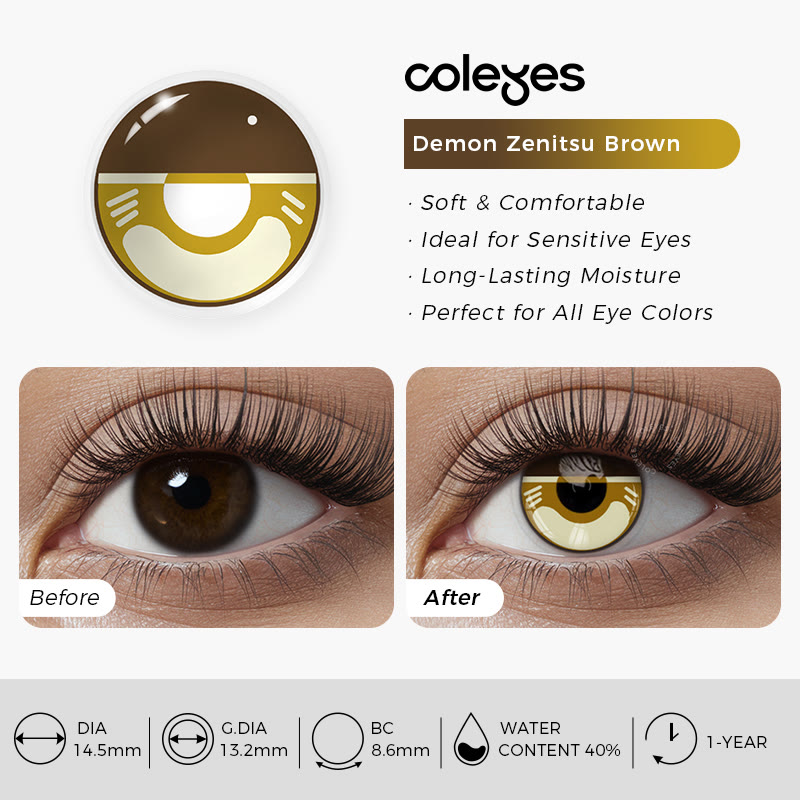 Coleyes Demon Zenitsu Brown Yearly Prescription Cosplay Colored Contacts - image 3
