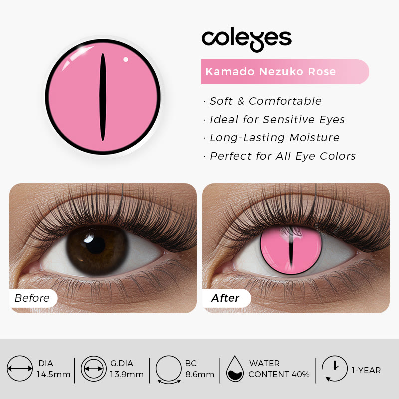 Coleyes Kamado Nezuko Rose Yearly Cosplay Colored Contacts - image 7