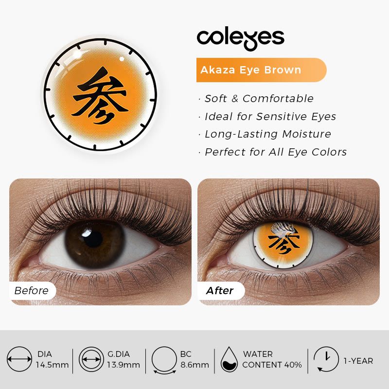 Coleyes Akaza Eye Brown Yearly Cosplay Colored Contacts - image 7