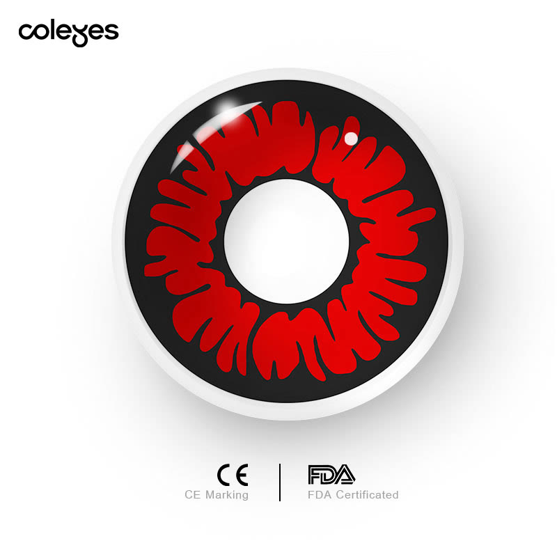 Coleyes Peony Red Yearly Prescription Cosplay Colored Contacts - image 6